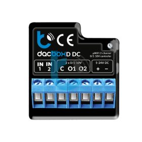 BleBox dacBoxD DC – Kétcsatornás Wi-Fi-s 0–10V/0–5V vezérlő világítás, motorok és ipari eszközök intelligens irányításához